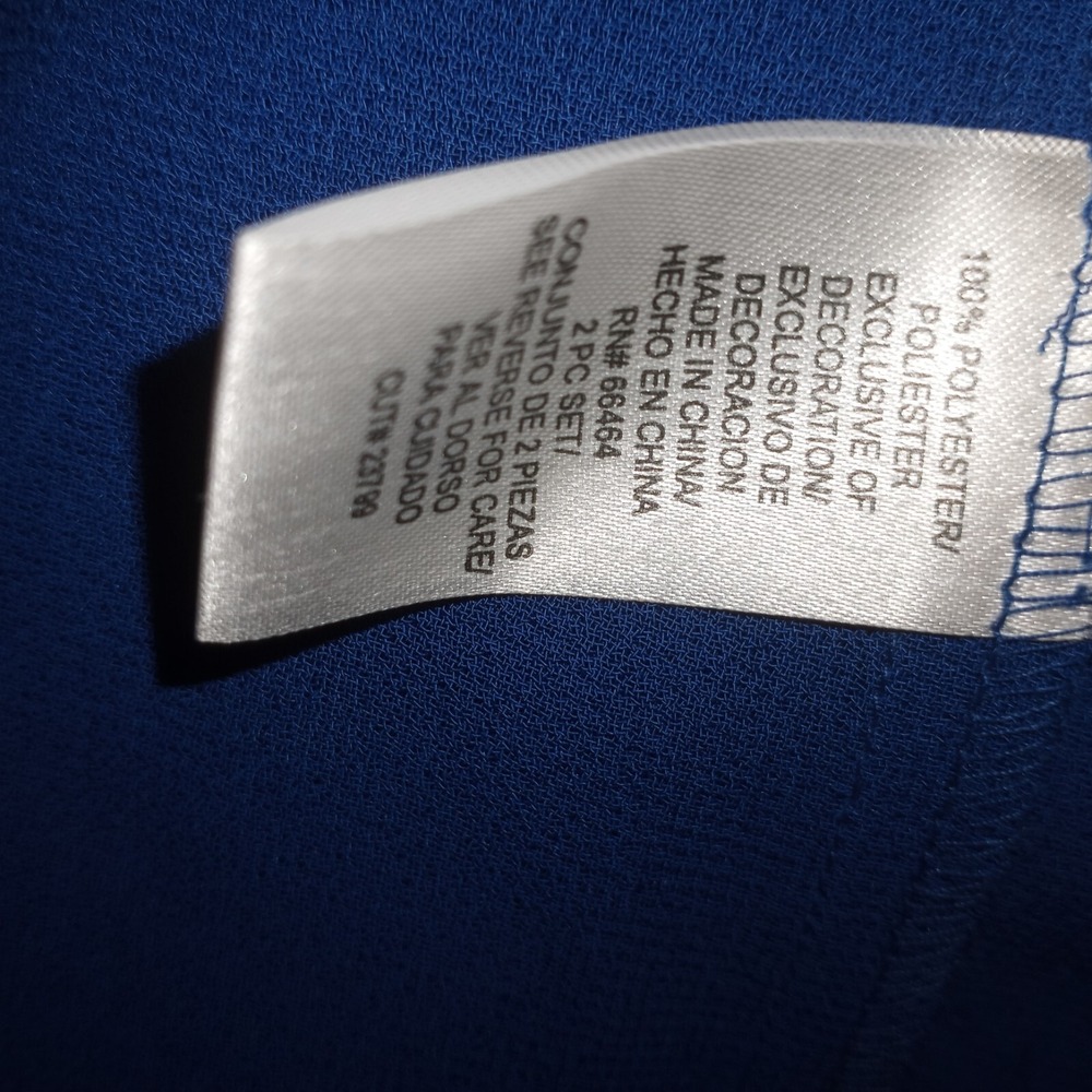 Studio I 20W Sleeveless Dress Long Sheer Jacket Embroidered Blue - Picture 10 of 15